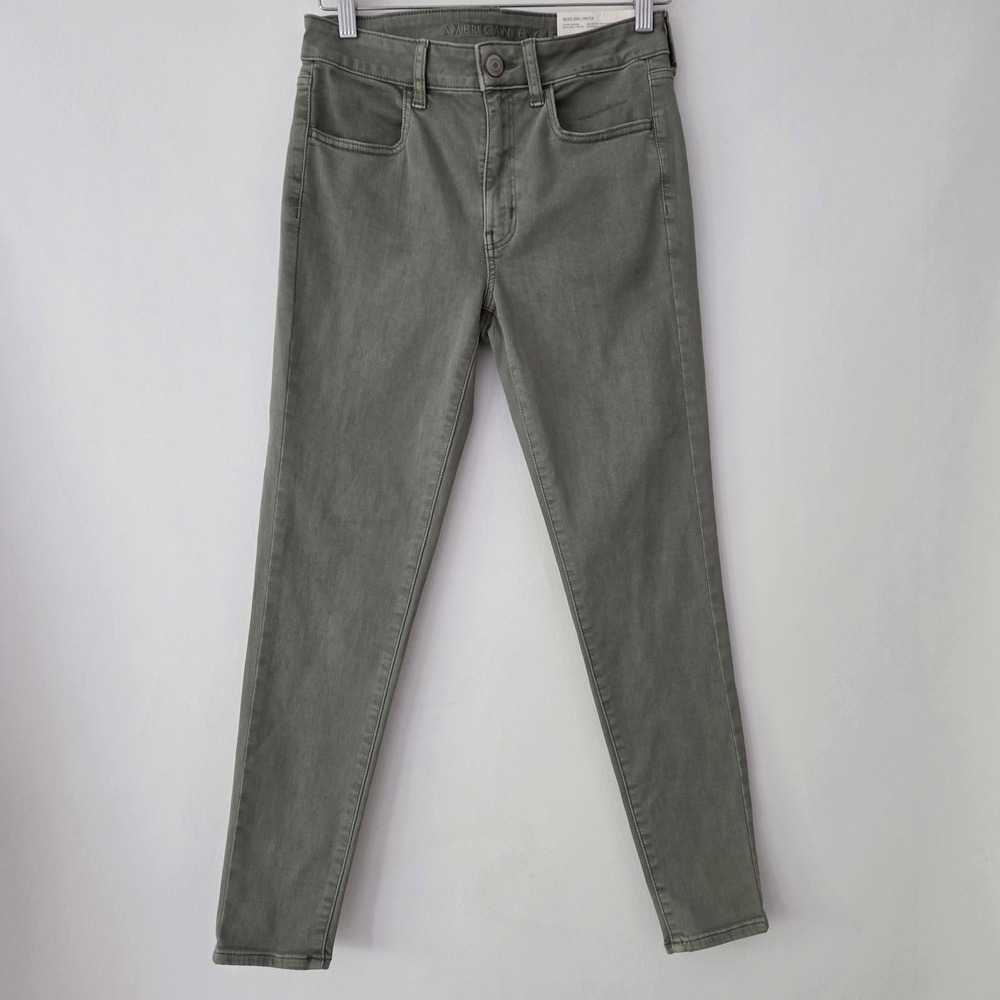 NEW American Eagle Jegging Olive Green Hi-Rise Next Level Stretch Womens 8 Short